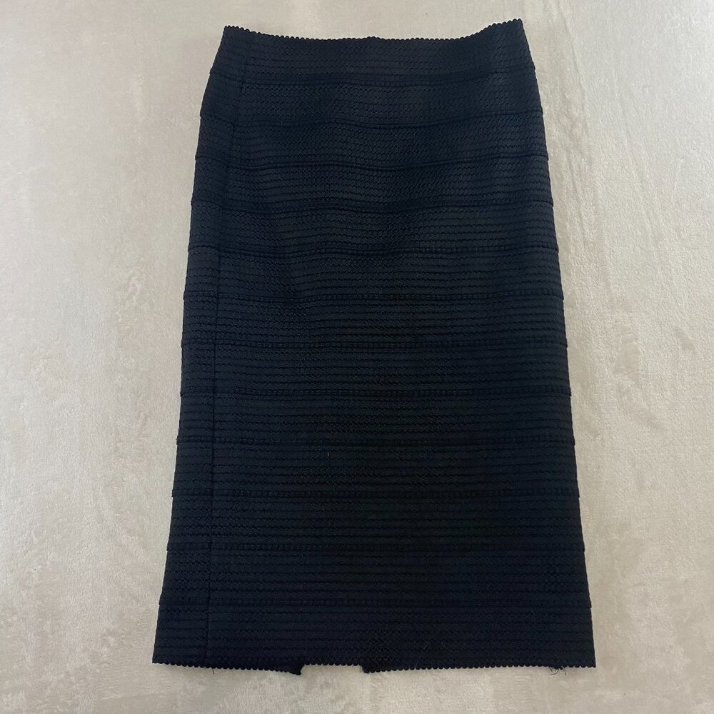 NEW YORK & COMPANY Skirt s Bandage Pencil Stretch Herringbone Vented Black